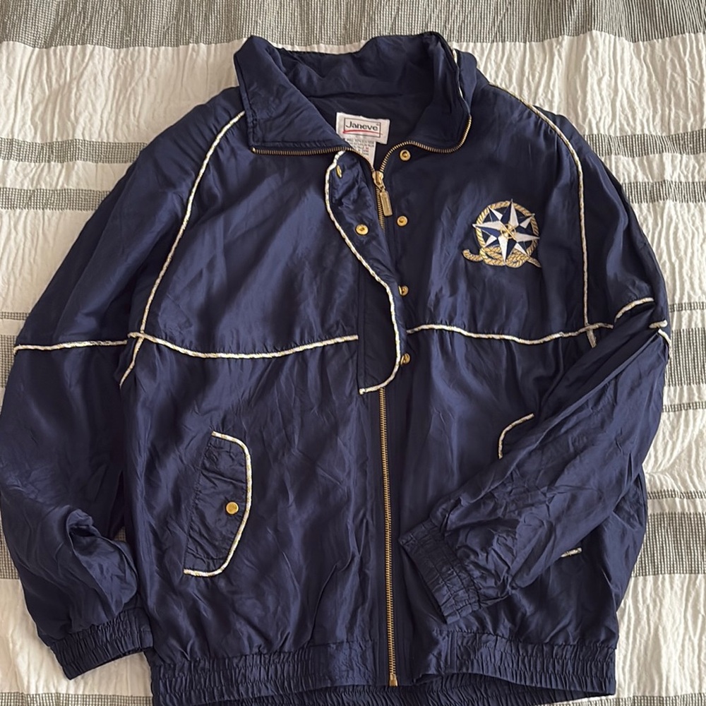Vintage Dark Blue Jacket with Gold Accents